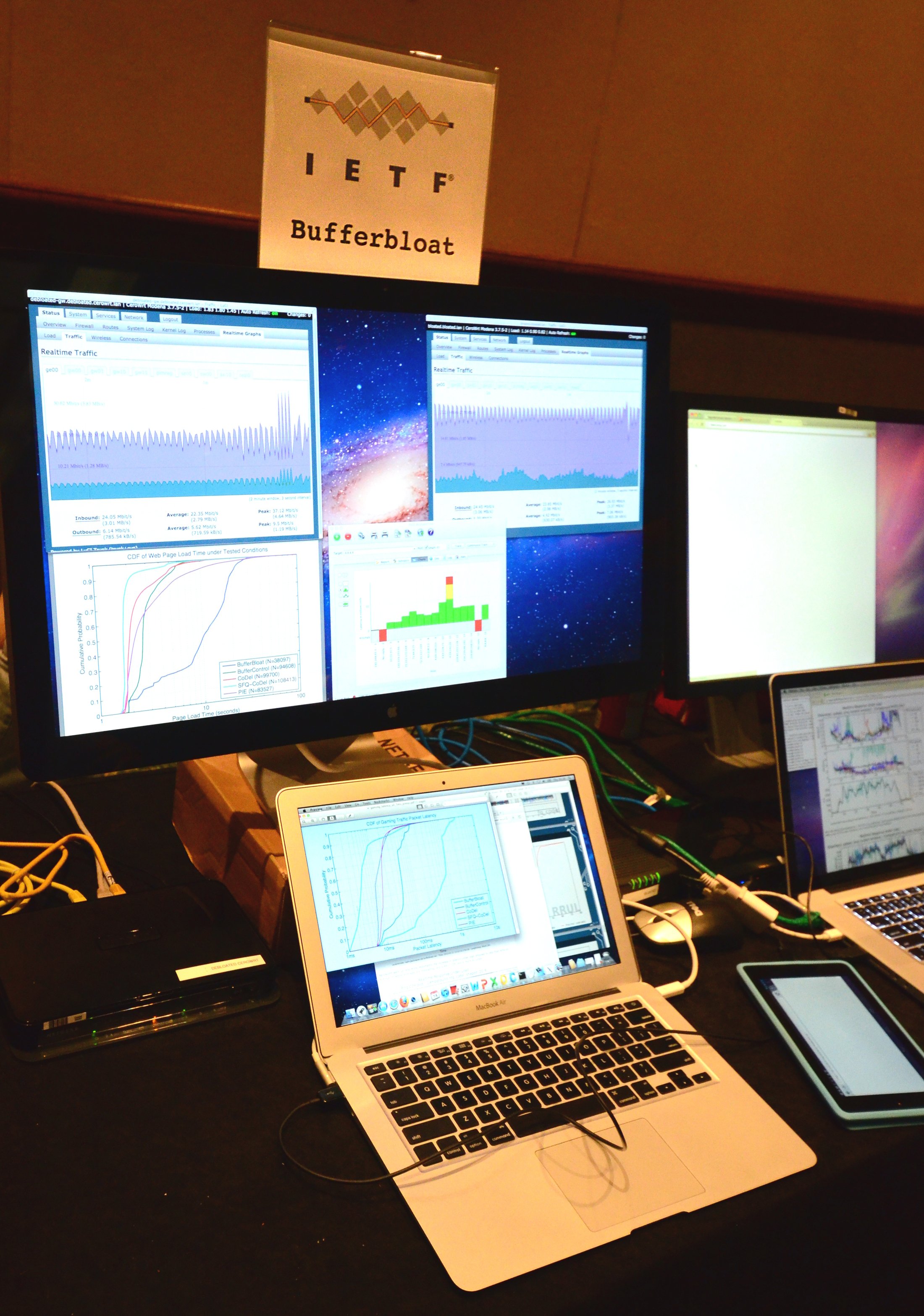 Bufferbloat demonstration at IETF 86 Bits-N-Bytes