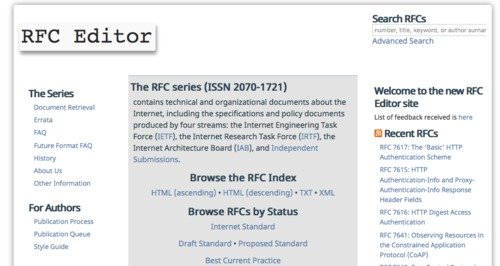 RFC Editor Website screenshot